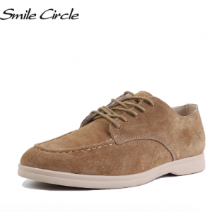Smile Circle suede leather women loafers flat shoes autumn ladies shoes cross straps cool tide color large size 36-41 discountshub