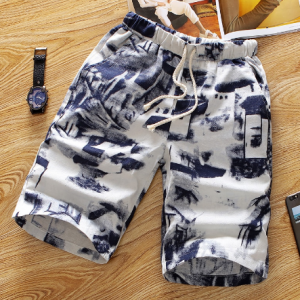 Summer Men's beach shorts personality printed Drawstring thin section breathable comfort casual linen shorts men large size 5XL discountshub