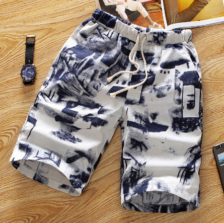Summer Men's beach shorts personality printed Drawstring thin section breathable comfort casual linen shorts men large size 5XL discountshub