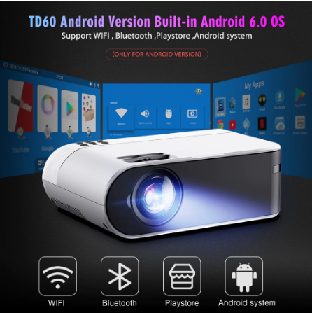 ThundeaL TD60 Mini Projector Portable WiFi Android 6.0 Home Cinema for 1080P Video Proyector 2400 Lumens Phone Video 3D Beamer discountshub