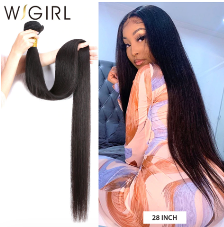 Wigirl Straight 28 30 32 40 Inch Virgin Remy Brazilian Hair Weave Human Hair Bundles Natural Color 100% Human Hair Extension discountshub