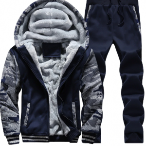 Winter New Thick Warm Man Tracksuits With Pants Plus Size Printed Heren Jas Broek Trainingspakken discountshub