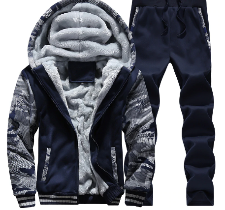 Winter New Thick Warm Man Tracksuits With Pants Plus Size Printed Heren Jas Broek Trainingspakken discountshub