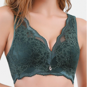 Wireless Lace Wide Shoulder Straps Gather Bras discountshub