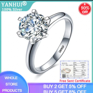 With Certificate Luxury Solitaire 2.0ct Zirconia Diamond Wedding Ring Original 18K White Gold Pt Silver 925 Ring Women Gift R168 discountshub