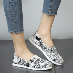 Women Canvas Pattern Casual Flat Shoes discountshub