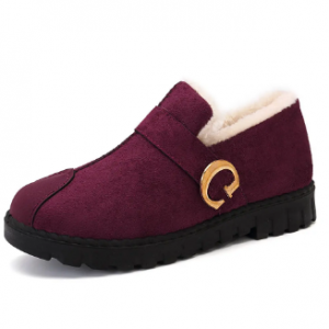 Women Comfy Warm Lined Suede Round Toe Flat Shoes discountshub