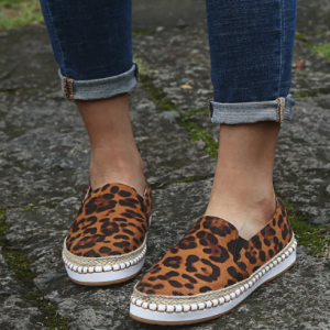 Women Stitching Leopard Slip On Loafers Casual Lazy Flat Shoes discountshub