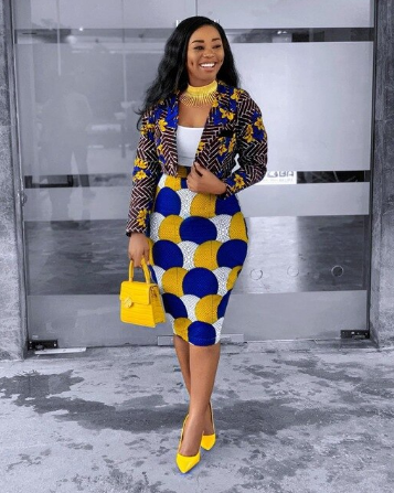 Women Two Pieces Set Printed Short Blazer and Pencil Skirts Long Sleeve Elegant Office Lady Fashion Work Wear Sexy African Suits Discountshub