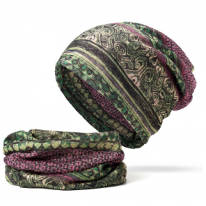 Womens Cotton Ponytail Beanie Hat Vintage Print Beanie Hats Outdoor For Both Hats And Scarf Use discountshub