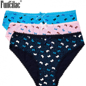 3 Pcs/set Women's Panties Cotton Ladies Underwear Sexy Lace Briefs Butterfly Print Striped Plus Size Lingerie M-XXL FUNCILAC discountshub