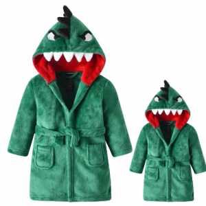 Bathrobe Shower Child's Parent-child Dinosaur Pajamas Unisex Adult Winter Warm Female Sleepwear Thicken Children's Dressing Gown discountshub
