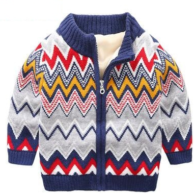 Brand Children Sweater winter - spring Kids Knitted Sweaters for boys Cardigan Thick Baby Jacket Velvet Lined Gray And Blue coat discountshub