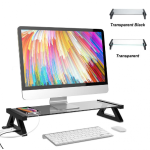 Computer Monitor Stand Aluminum Alloy Monitor Stand Computer Screen Riser Tempered Glass Plinth Strong Laptop Stand Desk discountshub