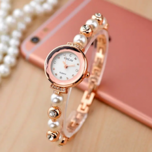 Elegant Fashion Rhinestone Watch Pearl Bracelet Quartz Watch Waterproof Women Watch discountshub