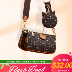 FOXER 2020 New 3 in 1 Crossbody Monogram Bags Signature Women Bag Removable Coin Purse PVC Leather Female Fashion Shoulder Bags discountshub