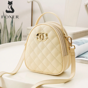 FOXER Split Leather Classical Mini Tote for Female Casual Fashion Lady Round Shoulder Cross-body Bag Cute Small Women Handle Bag discountshub