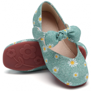 Girls Daisy Bow Decor Ankle Strap Comfy Non Slip Flat Loafers discountshub