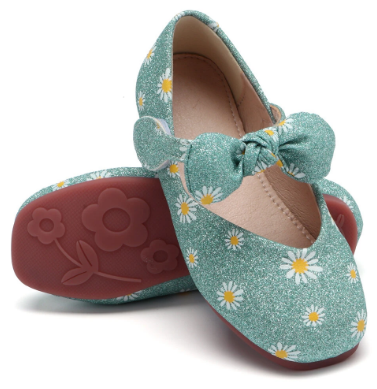 Girls Daisy Bow Decor Ankle Strap Comfy Non Slip Flat Loafers discountshub