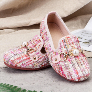 Girls Faux Pearl Decor Comfy Non Slip Casual Slip On Flat Loafers discountshub