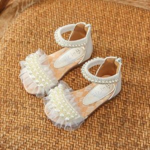 Girls Sandals Princess Shoes Soft Children Beach Shoes-White discountshub