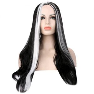 Long Straight Mixed Colors Black White Wigs Halloween Witch Cosplay Party Supply discountshub