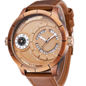 Luxury Two Time Zone Mens Watches Unique Retro Calendar Big Dial Leather Strap Quartz Watches Gift discountshub