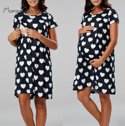 Maternity Pajamas Nightgown Breastfeeding Dress Childbirth Nursing Pajamas Pregnant Women Nightwear For Breastfeeding Sleepwear discountshub