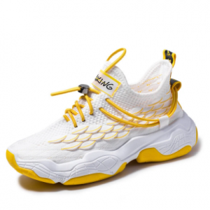 Men Cushioning Lightweight Knitted Fabric Lace Up Sport Casual Sneakers discountshub