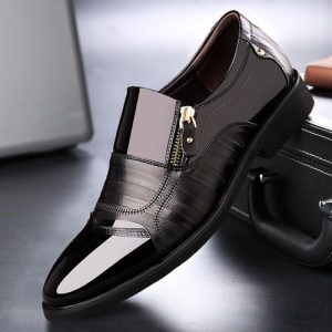 Men's Slip-On Pointed Toe Shoes - Black discountshub