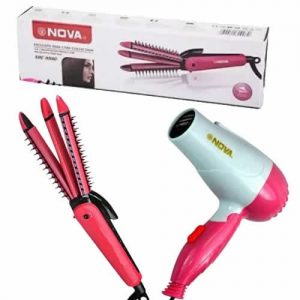 Nova 3-in-1 Hair Straightener Curler Comb And Hair Dryer discountshub