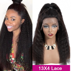 Kinky Straight Wig 13*4 Lace Front Human Hair Wigs PrePlucked Remy Yaki Lace Wig 4x4 Lace Closure Wig For Black Women U Part Wig discountshub
