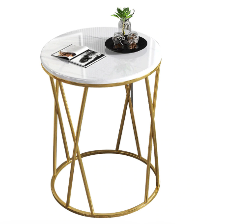 Simple Nordic Light Luxury Coffee Table Sofa Corner Table Bedside Bedroom Marble Pattern Small Round Table Side Tables Furniture discountshub