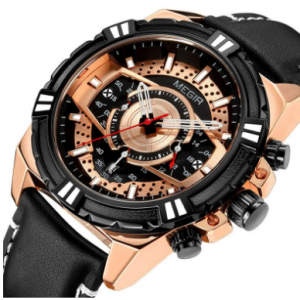 Sports Style Complete Calendar Chronograph Waterproof Leather Quartz Men Wristwatch Watch discountshub