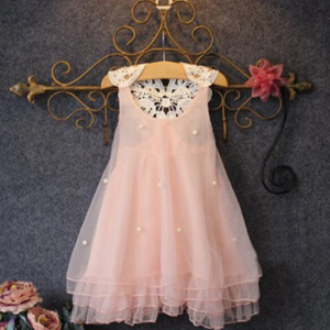 Sweet Toddler Girls Kids Sleeveless Lace Princess Dress With Peals For 2Y-13Y discountshub
