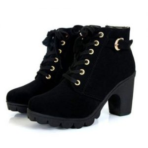 Thick Heel Women's Short Boots Lace Up Martin Boots discountshub
