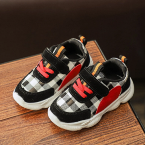 Unisex Kids Plaid Slip Resistant Hook Loop Casual Sneakers discountshub