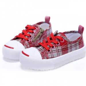 Unisex Kids Side Zipper Comfy Non Slip Low Top Casual Plaid Canvas Shoes discountshub
