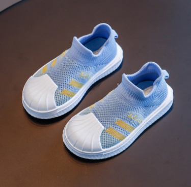 Unisex Kids knitted Striped Anti-collision Toe Casual Slip On Shoes discountshub
