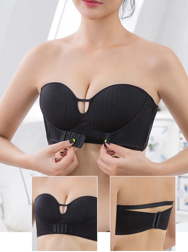 Wireless Front Closure Solid Color Seamless Beauty Comfort Bandeau Strapless Bras discountshub