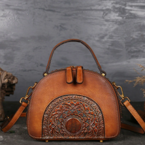 Women Genuine Leather Vintage Handbag Double Layer Brush Color Crossbody Bags discountshub