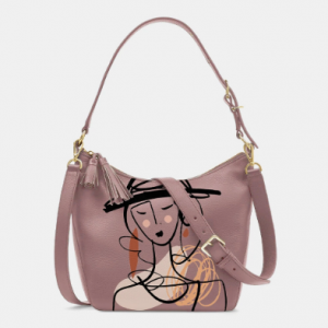 Women PU Leather Tassel Original Abstract Print Crossbody Bag Shoulder Bag Handbag Satchel Bag discountshub