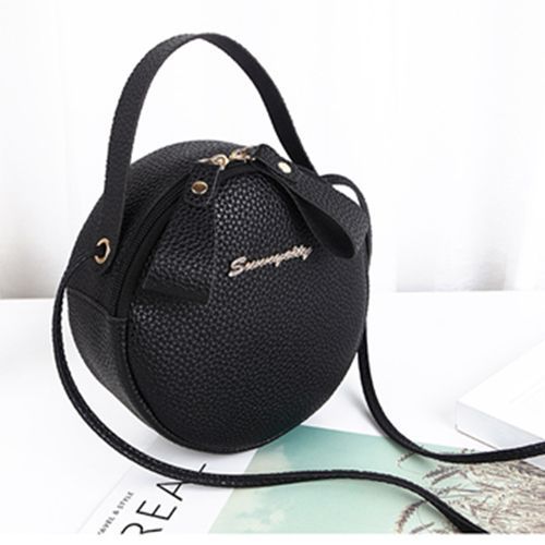 Women Round Sling Bag Shoulder Small Round Bags-Black Discountshub