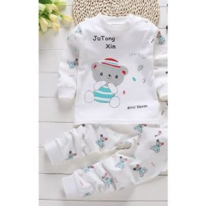 2-Piece Sleep Wear For Kids - White Multicolour discountshub