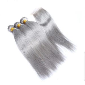 24" Grey Hair Bundles With Matchin 3 Part Closure discountshub