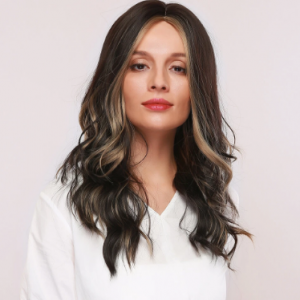 24 Inch Black Brown Synthetic Wig Fluffy Breathable Natural Curly Long Hair Wig discountshub