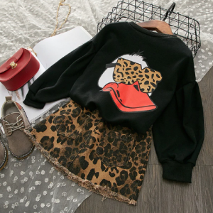 Bear Leader Girl Dress New Winter Cartoon Girl Dress Pattern Leopard Kids Clothing Long Sleeve Princess Dresses Party Vestidos discountshub