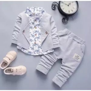 Boys' 2-Piece Shirt & Trousers - Grey discountshub