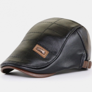 COLLROWN Men's Leather Beret Hat Casual Berets Warm Flat Caps discountshub