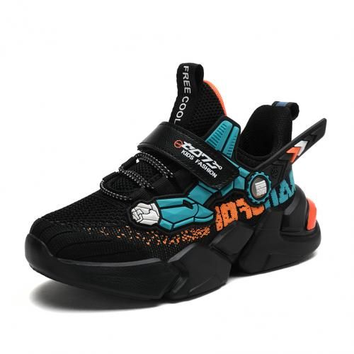 Children Outdoor Sneakers Fashion Shoe -black/orange discountshub